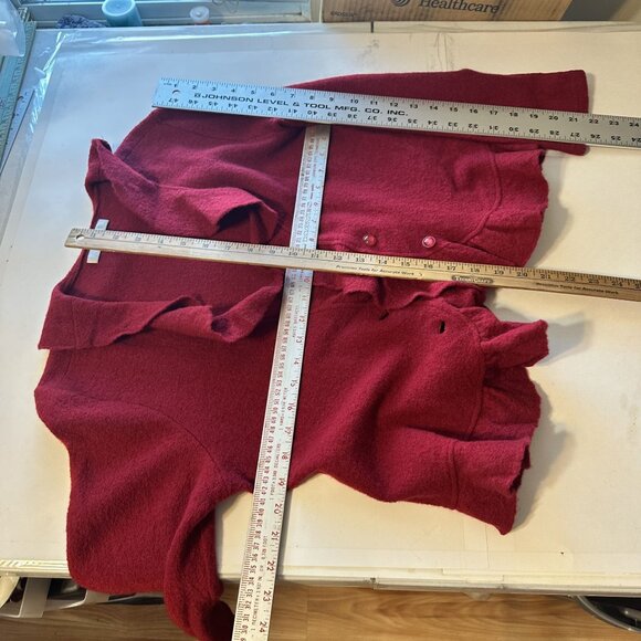 Liz Claiborne Womens Wool Cardigan Sweater XL Long Sleeve Vtg Red Ruffled - Picture 6 of 8